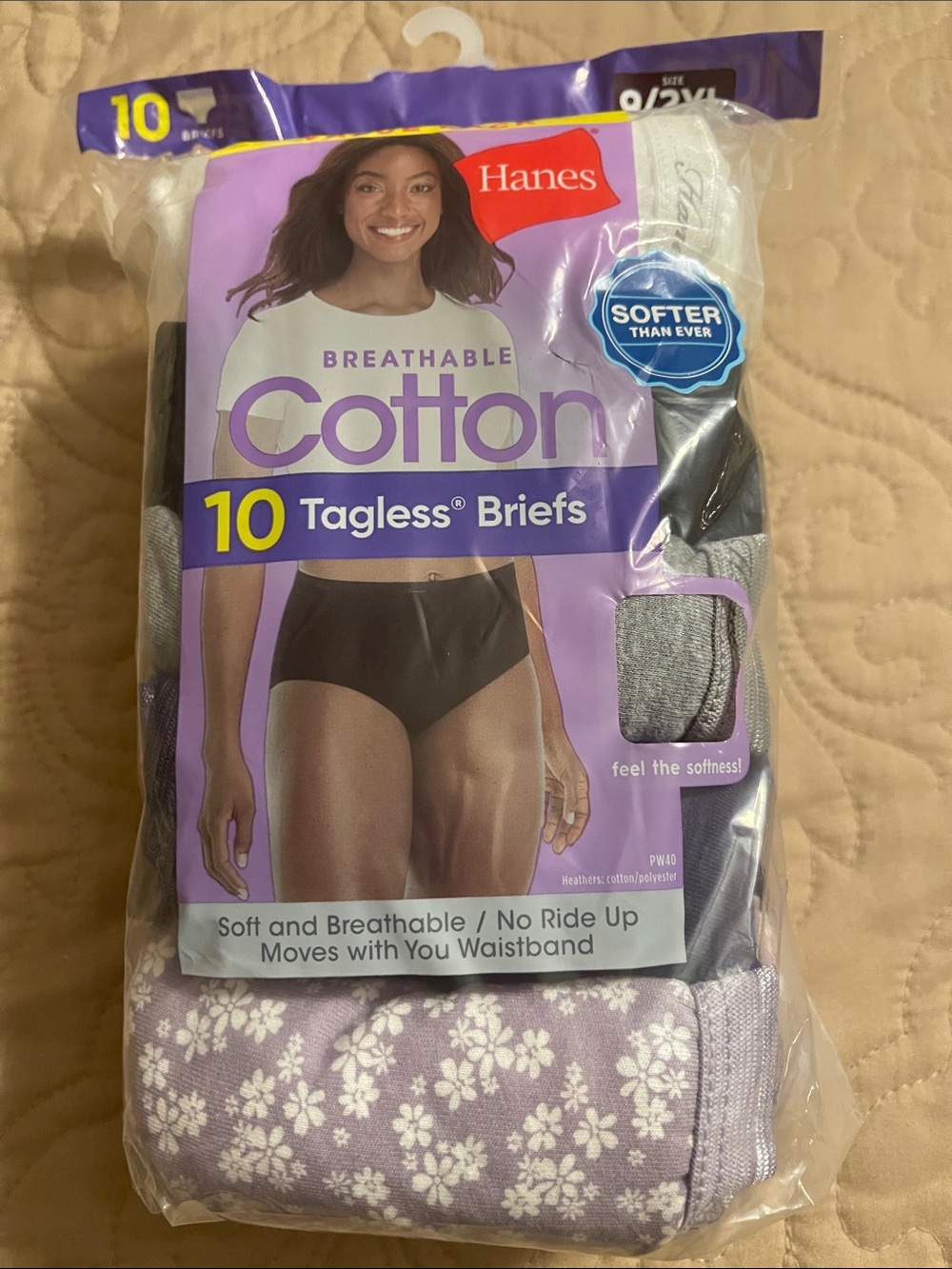 Hanes Cotton Tagless Briefs - Purple & Gray 10 PCS. - Picture 4 of 9